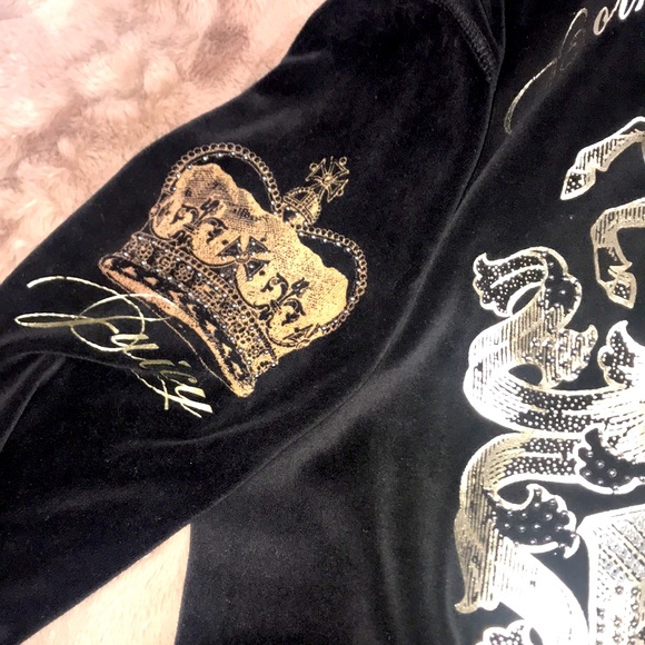 Vintage Juicy Couture Tracksuit set black plush velour & bling - Picture 8 of 16